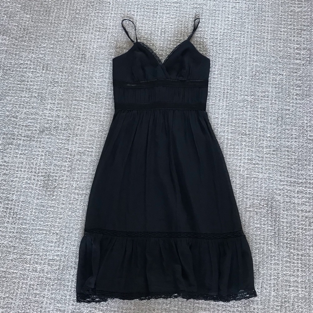 BGBG Black Silk Boho Evening Dress, Size 2